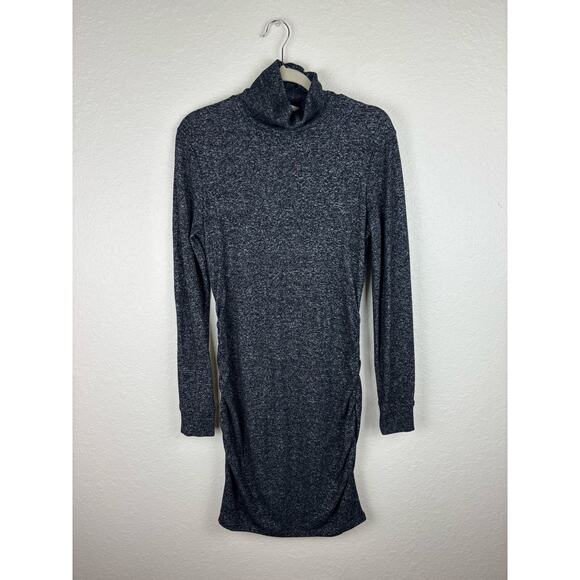 Athleta Malaga Turtleneck Ruched Gray Heathered Sweater Knit Dress Size Small - Picture 10 of 13